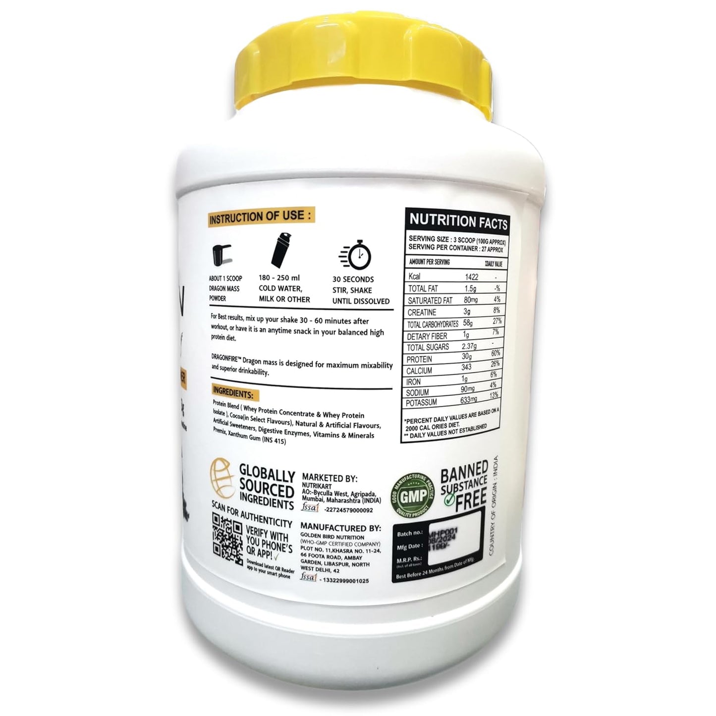 DRAGONFUEL DRAGON MASS 2.7KG (6LBS) DOUBLE RICH CHOCOLATE